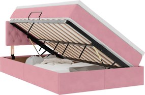 vidaXL Pat cu storage cu saltea cu headboard Roz 120 x 200 cm Catifea