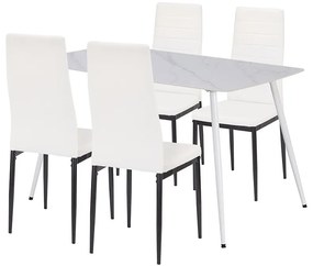 Renton 4+1 dining set alb-negru