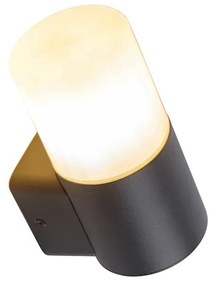 Lampă de perete exterioară modernă neagră cu abajur opalescent IP44 - Odense