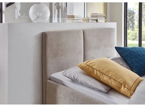 Pat matrimonial bej tapițat cu somieră 140x200 cm Piano – Meise Möbel