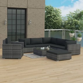 vidaXL Set mobilier de grădină cu perne, 8 piese, gri, poliratan