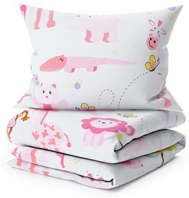 Lenjerie de pat pentru patut din bumbac Renforce ZOO roz Dimensiune lenjerie de pat: 45 x 65 cm | 90 x 140 cm