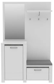 Set pentru hol HIRO cu oglindă, alb/gri