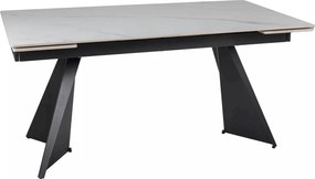 Masa extensibila LACONI, alb cu efect de marmura, ceramica/metal, 160/