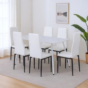 Renton 6+1 dining set alb-negru