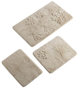 Set 3 covorașe de baie Flowers, bej