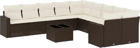 vidaXL Set canapele de grădină cu perne, 11 piese, maro, poliratan