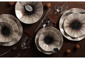 Set veselă 24 piese, porțelan, maro