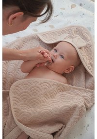 Prosop cu glugă pentru copii, bej din bumbac organic 80x80 cm Almond – Cam Cam Copenhagen