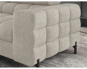 Colțar crem extensibil/cu spațiu de depozitare cu tapițerie din țesătură bouclé (cu colț pe partea stângă/în formă de ”L”) Ferucce – ELTAP