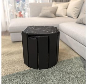 Set 3 măsuțe cafea Lorizolla (marmură negru + Negru). 1106452