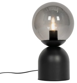 Lampă de masă Hotel Chic neagră cu sticlă fumurie - Pallon Trend