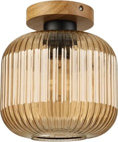 Plafonieră MILOU WOOD 1xE27/15W/230V stejar/bej fumuriu Ø 20 cm