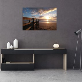 Tablou cu dig, plajă și mare (90x60 cm)