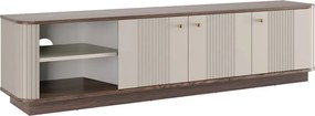 Comodă TV pe soclu Vesper 3D 187 cm - cașmir / nuc / mânere aurii