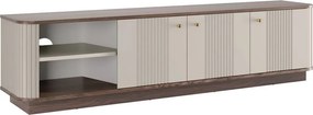 Comodă TV pe soclu Vesper 3D 187 cm - cașmir / nuc / mânere aurii