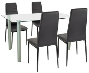 Set de masă Verna 4+1 negru-negru