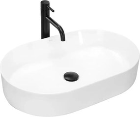 Lavoar pe blat Rea Nadia oval finisaj alb lucios 61 cm