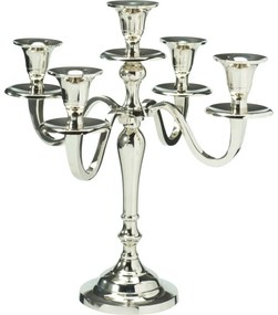 Sfeșnic metalic cu 5 brațe 29x29x30 cm, culoare argintiu, decor 1