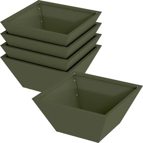 vidaXL Vază pentru Grădină 5 pcs Verde măsliniu 35 x 35 x 15 cm
