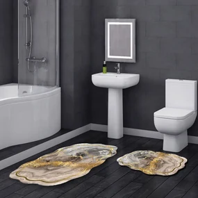 Set 2 Covorase de Baie 21018415BJ, Poliester, Multicolor