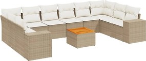 vidaXL Set canapele de grădină cu perne, 11 piese, bej, poliratan