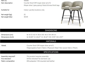 Set de 2 scaune bar design LUX Cliff, Mayer silver