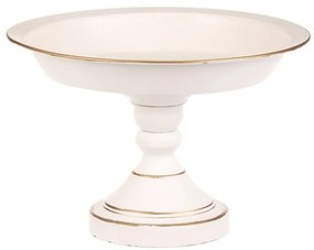 Sculptural metal bowl on stand 20 cm, white, 20 CM