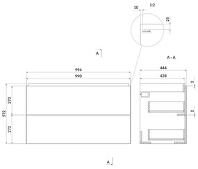 Mobilier suspendat, Cersanit, Larga, dreptunghiular, 100 cm, alb