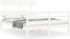 vidaXL Cadru de pat cu tăblie dublu mic, lemn masiv