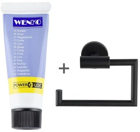 Suport pentru hârtie igienică negru mat autoadeziv din oțel inoxidabil Bosio – Wenko