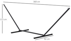 Outsunny Suport pentru Hamac, Capacitate Maximă 150Kg, Structură din Metal Rezistent, Negru, 360x92x115cm | Aosom Romania