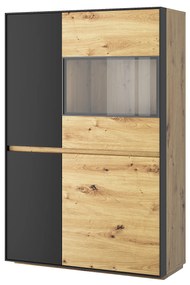 Vitrină Bobbie 3D1W (Stejar artisan + negru). 1052778