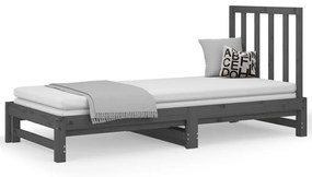 3108329 vidaXL Pat de zi extensibil, gri, 2x(90x190) cm, lemn masiv de pin
