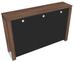 Dulap mediu Verno+ 200 x 46 x 130 cm, uși de sticlă, nuc / negru