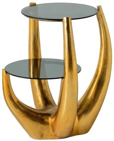 Masuta Laterala, Aluminiu, Auriu, Sticla, Negru, LEVELS 50cm