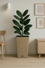 Ghiveci de flori FURU SQUARE ECO WOOD cu inserție24 c m, maro, S