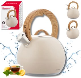 Fierbător fluierător Klausberg KB 7956, 3l, Mâner termoizolat, Fund multistrat, Inducție, Bej