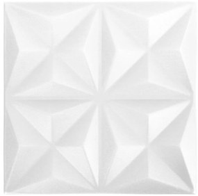 Panouri de perete 3D 24 buc. alb 50x50 cm model origami 6 m   24, Alb origami