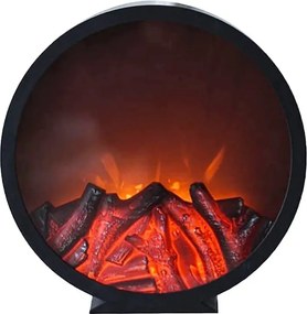 Semineu Rotund Decorativ Vintage THOMAS, Cu Efect Flacara, 32x32 cm