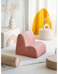 Fotoliu de copii roz cu tapițerie din catifea reiată Cloud – Wigiwama