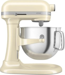 Mixer planetar KitchenAid Artisan 5KSM70SHXEAC Almond cream, 375 W, 6,6 l, 11 viteze, 67 de puncte de contact, Ridicare bol, Viteză speciala „Fold”, Flex Edge, Crem