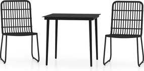 vidaXL Set de mobilier pentru grădină, 3 piese, negru