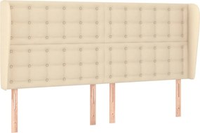 vidaXL Tăblie de pat cu aripioare, crem, 163x23x118/128 cm, textil
