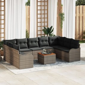 vidaXL Set Canapele Gri Grădină 10 pcs Gri Mare Ratan