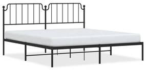 373890 vidaXL Cadru de pat metalic cu tăblie, negru, 160x200 cm