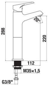 Baterie de lavoar JIKA H3111W80041201 CUBE 28,8 cm crom lucios