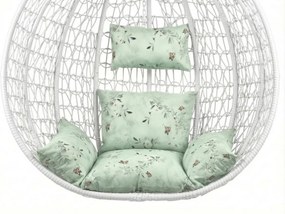 Scaun suspendat alb KOKON fara suport, perna verde deschis cu model