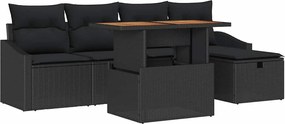 vidaXL Set de canapele pentru grădină 6 pcs Negru poliratan