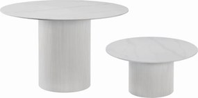Măsuţă de cafea, marmură albă/MDF, diametru 80 cm, MAHIR TYP 1